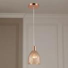 Lustre Pendente Luminária de Teto em Vidro Mooca Cobre Rose Gold Decoração Moderno E27 Bivolt