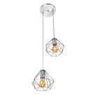 Lustre Pendente Luminária Diamante Aramado Duplo Cromado