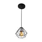 Lustre pendente luminária diamante aramado preto