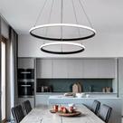 Lustre Pendente Luminária Moderno 2 Aros Anéis Arcos Led 3 Em 1 48w
