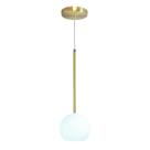 Lustre Pendente Lux Dourado Globo Vidro Branco Fosco + Led