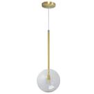 Lustre Pendente Lux Dourado Globo Vidro Cristal 20cm + Led