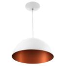 Lustre Pendente Meia Lua 30cm De Alumínio Branco c/ Cobre