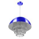 Lustre Pendente Meia Lua 40cm Azul Metalico Cristal Acrilico