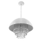 Lustre Pendente Meia Lua 40cm Branco Com Cristais Acrilicos