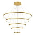 Lustre Pendente Moderno 5 Anéis Led 188W 3000K Bivolt Dourado