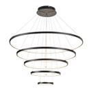 Lustre Pendente Moderno 5 Anéis Led 188W 3000K Bivolt Preto