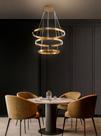 Lustre pendente moderno dourado 3 anéis em led 3000k tm