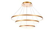 Lustre pendente moderno dourado 3 anéis em led arco 3000k - ri