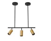 Lustre Pendente Moderno Kalla 50cm 3 Spots Dourado e Preto