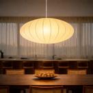 Lustre Pendente Moderno Tecido Disco 60Cm Grande Acienda Tec16