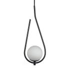 Lustre Pendente ON DROP - PRETO com globo de vidro branco