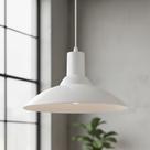 Lustre Pendente Para Sala de Jantar Balcão Bancada Chapéu Chinês em Vidro Ice Branco 30 cm Design Moderno