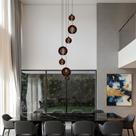 Lustre Pendente Para Sala Pé direito Alto 5m MBM - Marrom