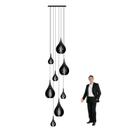 Lustre Pendente Para Sala Pé direito Duplo Rain Preto Lustre Pendente Para Sala Pé direito Duplo Rain Preto