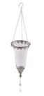 Lustre pendente para vela de vidro e metal trabalhado
