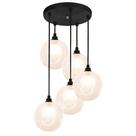 Lustre Pendente Preto Quíntuplo Harmony Bolinha Ambar