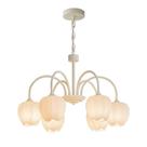 Lustre Pendente Provençal Tulipas Branco 60cm 6E27 LA0033 Delis