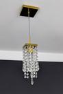 Lustre Pendente Quadrado Dourado Cristal Transparente 450
