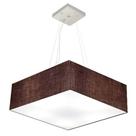 Lustre Pendente Quadrado Md-4032 Cúpula em Tecido 15/50x50cm Café - Bivolt