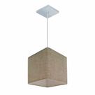 Lustre Pendente Quadrado Md-4223 Cúpula em Tecido 15/13x13cm Rustico Bege - Bivolt