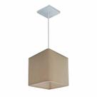 Lustre Pendente Quadrado Md-4224 Cúpula em Tecido 16/16x16cm Algodão Crú - Bivolt
