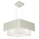 Lustre Pendente Quadrado Rustico Cinza e Branco MJ-4066 Para Mesa de Jantar e Estar