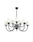 Lustre Pendente Redondo Tocheiro Clássico Cúpula 10 Braços Preto 372/10