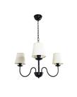 Lustre Pendente Redondo Tocheiro Clássico Cúpula 3 Braços Preto 372/3