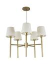 Lustre Pendente Redondo Tocheiro Cúpula 05 Braços Dourado 220/5