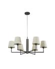 Lustre Pendente Redondo Tocheiro Cúpula 06 Braços Cinza 185/6