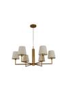 Lustre Pendente Redondo Tocheiro Cúpula 06 Braços Dourado 185/6