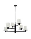 Lustre Pendente Redondo Tocheiro Cúpula 06 Braços Preto 163