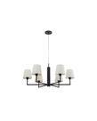 Lustre Pendente Redondo Tocheiro Cúpula 06 Braços Preto 185/6