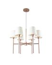 Lustre Pendente Redondo Tocheiro Cúpula 06 Braços Rose 220/6