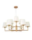 Lustre Pendente Redondo Tocheiro Cúpula 09 Braços Dourado 185/9