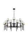 Lustre Pendente Redondo Tocheiro Cúpula 15 Braços com Corrente Preto 709/15
