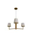 Lustre Pendente Redondo Tocheiro Cúpula 3 Braços Dourado 185/3