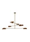 Lustre Pendente Remo Trio Articulável Retangular Champanhe e Amadeirado 1,30 Metro 752