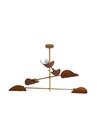 Lustre Pendente Remo Trio Articulável Retangular Industrial Dourado e Amadeirado 1,50 Metro 753