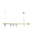 Lustre Pendente Retangular 5 Bolas Globo 1,50mt Dourado 398