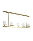 Lustre Pendente Retangular 5 Cúpulas Tocheiro Dourado 1,30m 649 Lustre Pendente Retangular 5 Cúpulas Tocheiro Dourado 1,30m 649