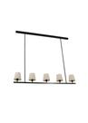 Lustre Pendente Retangular 5 Cúpulas Tocheiro Preto 1,30m 649
