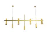Lustre Pendente Retangular Industrial Tubo Cilindro 1,70m Dourado Fosco 626 Lustre Pendente Retangular Industrial Tubo Cilindro 1,70m Dourado Fosco 626