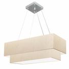 Lustre Pendente Retangular Linho Bege MJ-4138 Para Mesa de Jantar e Estar
