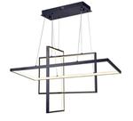 Lustre Pendente Retangular Preto Led 80X40 Branco Quente