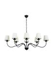 Lustre Pendente Retangular Tocheiro Clássico Cúpula 8 Braços Preto 721