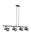 Lustre Pendente Retangular Trilho 4 Spots Articulável Preto 180