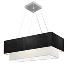 Lustre Pendente Retangular Vivare Md-4138 Cúpula em Tecido 70x30cm x 60x25cm - Bivolt