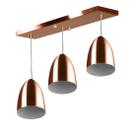 Lustre Pendente Sadan Triplo Base Retangular Cobre